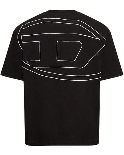 DIESEL T-shirt loose en coton brodé oval-d - Noir