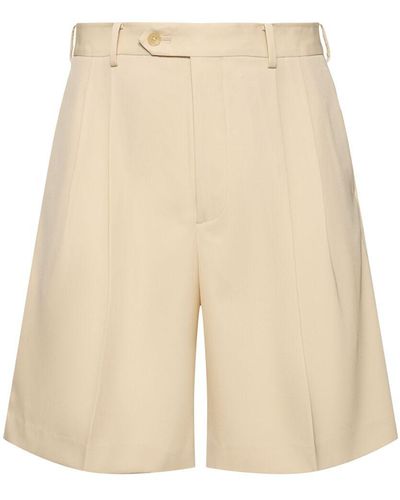 AURALEE Wool Gabardine Wide Shorts - Natural