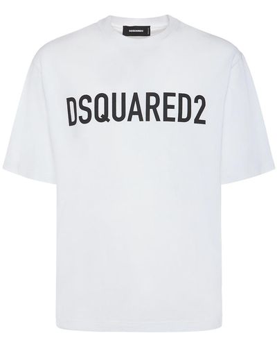 DSquared² Loose Fit Logo Printed Cotton T-Shirt - White