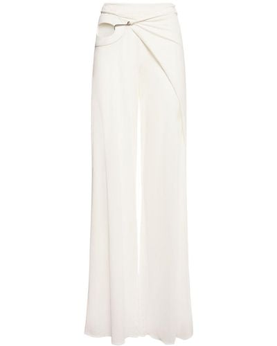 Tom Ford Jersey Mid Rise Wrap Wide Trousers - White