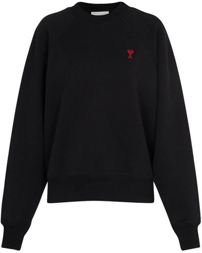 Ami Paris Logo Organic Cotton Jersey Sweatshirt - Black