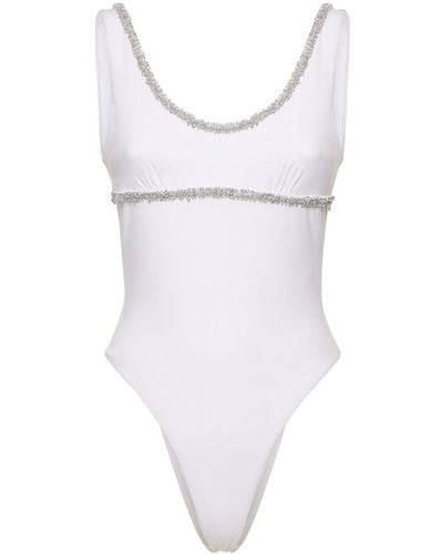 Ermanno Scervino Lycra Embroidered One Piece Swimsuit - White