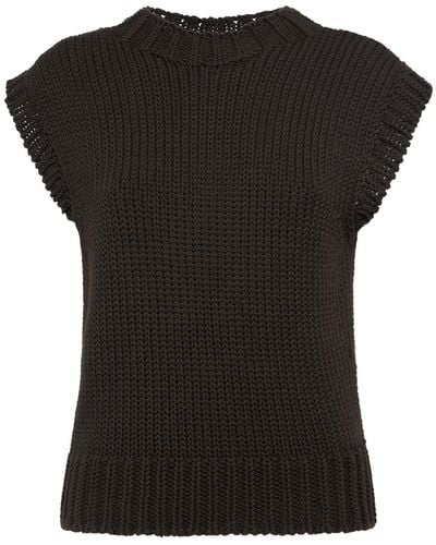 Lemaire Chunky Cotton Sleeveless Sweater - Black