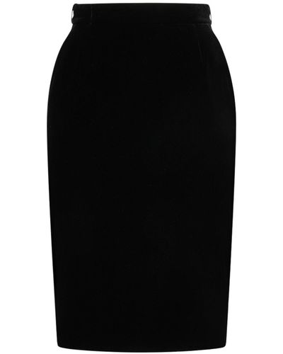 Saint Laurent Viscose Blend Midi Skirt - Black