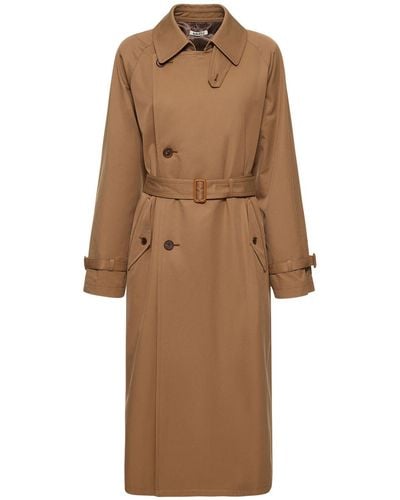 AURALEE Washed Finx Chambray Cotton Trench Coat - Brown