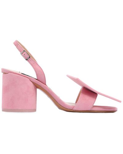 Jacquemus 90mm Square Circle Suede Sandals - Pink