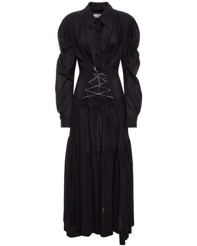 Vivienne Westwood Ls Kate Lace Up Poplin Midi Dress - Black