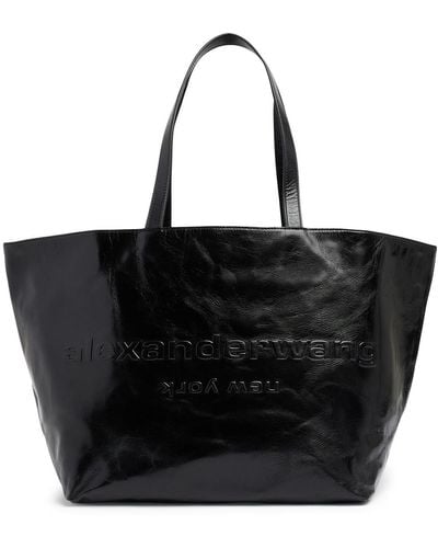 Alexander Wang Punch Crackle Patent Leather Tote Bag - Black