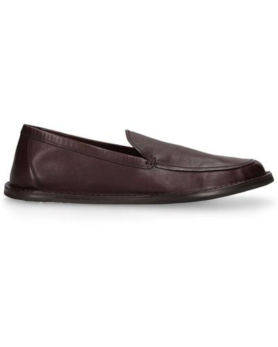 The Row Cary Leather Loafers - Brown