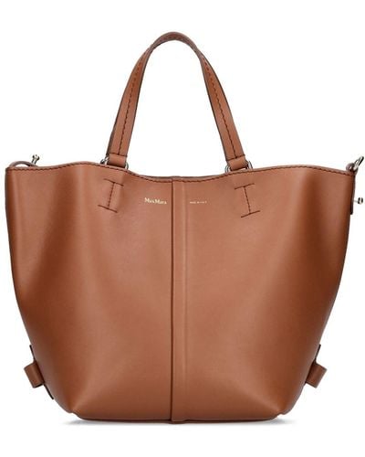 Max Mara Small Plage Leather Tote Bag - Brown