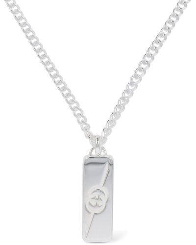 Gucci Tag Sterling Necklace - White