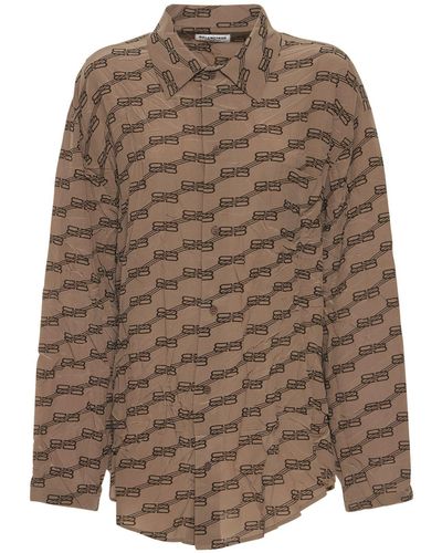 Balenciaga Monogram Logo Printed Pyjama Shirt - Brown