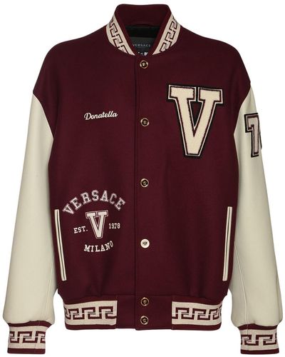 Versace Greca ウール&ナイロンバーシティジャケット - マルチカラー