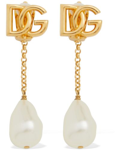 Dolce & Gabbana Dg Imitation Pearl Clip-on Earrings - White