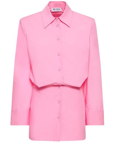 The Attico Margot Canvas Shirt Style Mini Dress - Pink