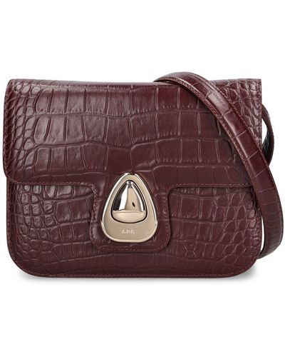 A.P.C. Small Astra Croc Embossed Leather Bag - Purple