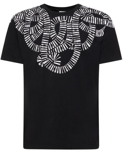 Marcelo Burlon T-shirt in jersey di cotone con stampa - Nero