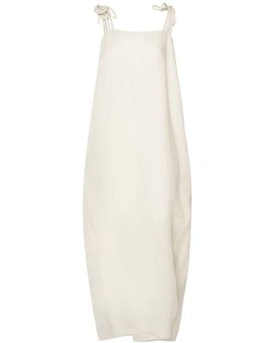 Max Mara Senna Self-Tie Linen Midi Dress - White