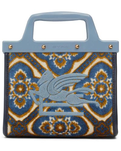 Etro Mini Tasche Aus Baumwolle & Viskose "love Trotter" - Blau