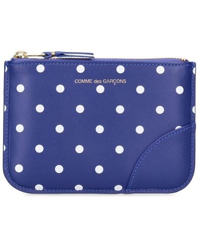 Comme des Garçons Dot Printed Leather Zip Wallet - Blue