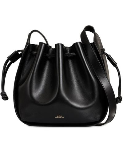 A.P.C. Courtney Small Leather Bucket Bag - Black
