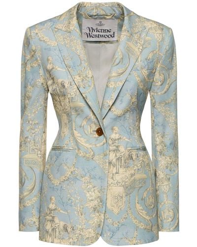 Vivienne Westwood Lauren Jacquard Single Breasted Jacket - Blue