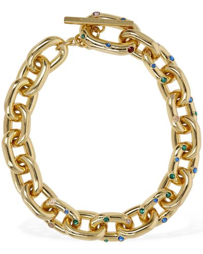 Rabanne Xl Link Collar Necklace W/ Crystals - Metallic