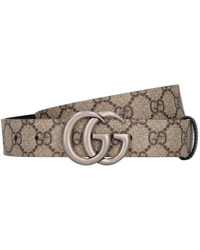 Gucci 3Cm Reversible Logo Belt - Natural