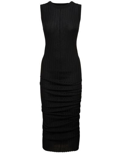 Marc Jacobs Twist Fine Ribbed Wool Dress - Black