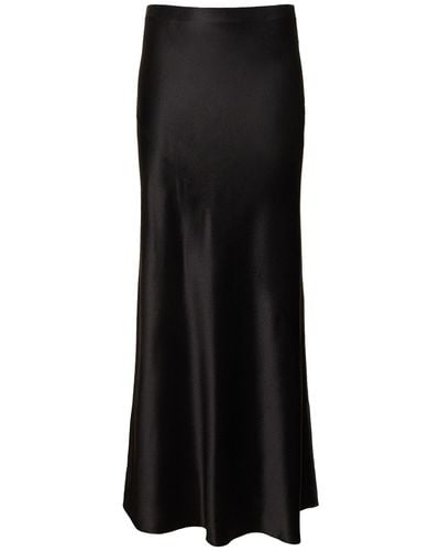 Saint Laurent Crepe Satin Long Skirt - Black
