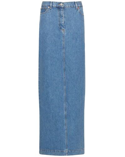 Magda Butrym High Rise Cotton Denim Long Skirt - Blue