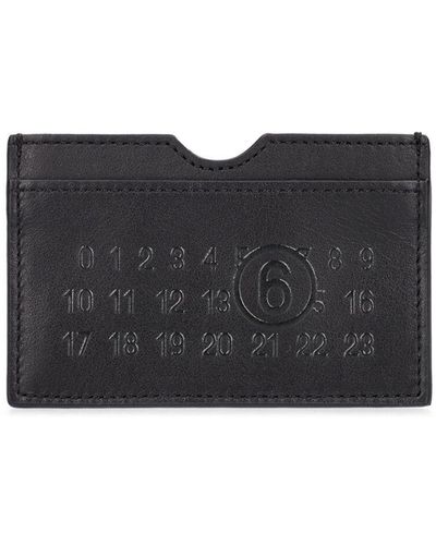 MM6 by Maison Martin Margiela Logo Embossed Leather Card Holder - Gray