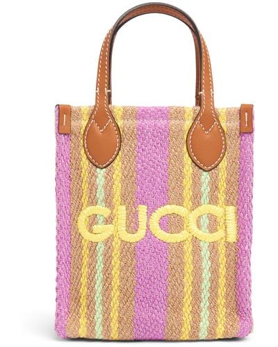 Gucci Borsa shopping super mini in tela in logo - Rosa