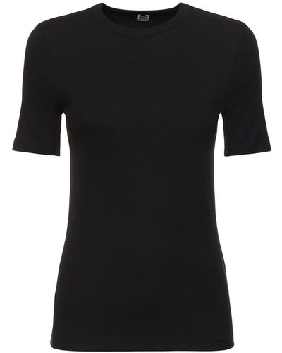 Totême Classic コットンリブジャージーtシャツ - ブラック