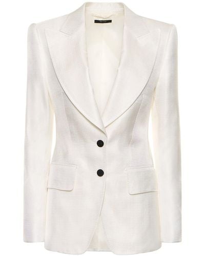Tom Ford Lvr exclusive - blazer en satin boutonnage simple - Blanc