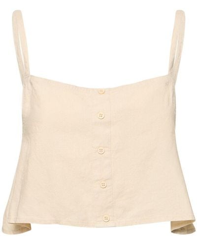 WeWoreWhat Buttoned Linen Blend Top - Natural