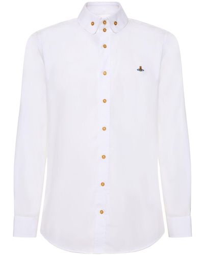 Vivienne Westwood Camisa de popelina de algodón con logo - Azul