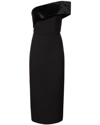 Roland Mouret Asymmetric Crepe Midi Dress - Black