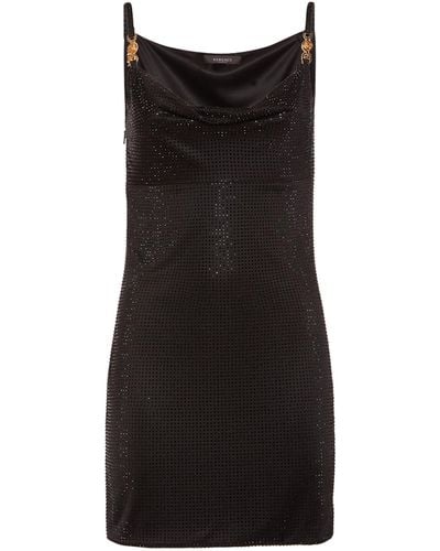 Versace Embellished Viscose Mini Dress - Black