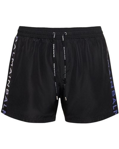 Balmain Logo Tech Swim Shorts - Black