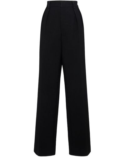 Maison Margiela Wool Gabardine Wide Pants - Black