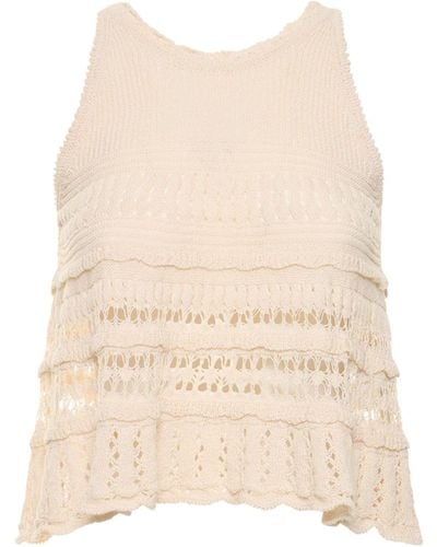 Isabel Marant Fico Crochet Cotton Top - Natural