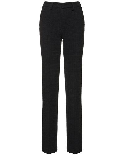 Alessandra Rich Pantalon droit en tweed bouclé - Noir