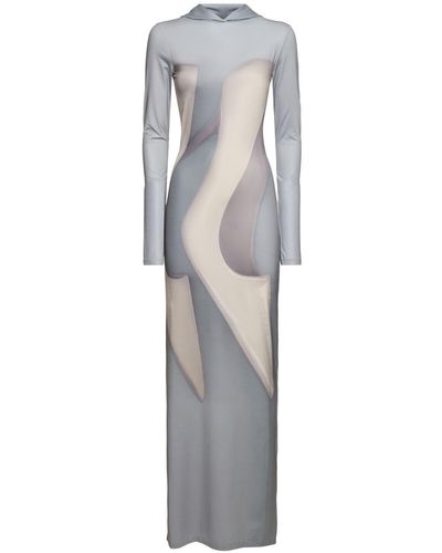 Acne Studios Printed Jersey Hooded Long Dress - Grey