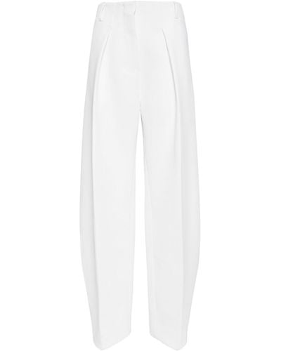 Jacquemus Pantalon taille haute en cady le pantalon ovalo - Blanc