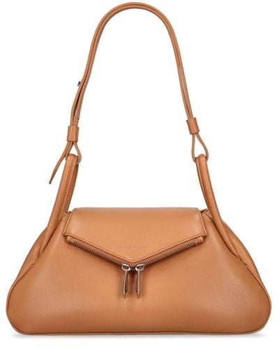 AMINA MUADDI Gemini Nappa Leather Shoulder Bag - Natural