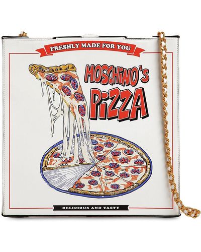 Moschino Schultertasche Aus Leder "pizza Box" - Weiß