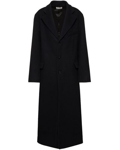 Gauchère Single Breast Wool Twill Long Coat - Black