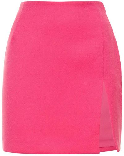 ANDAMANE Gioia Split Satin Crepe Mini Skirt - Pink