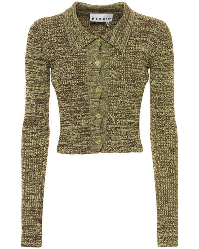 Remain Firm Ribbed Cropped Cardigan - Green
